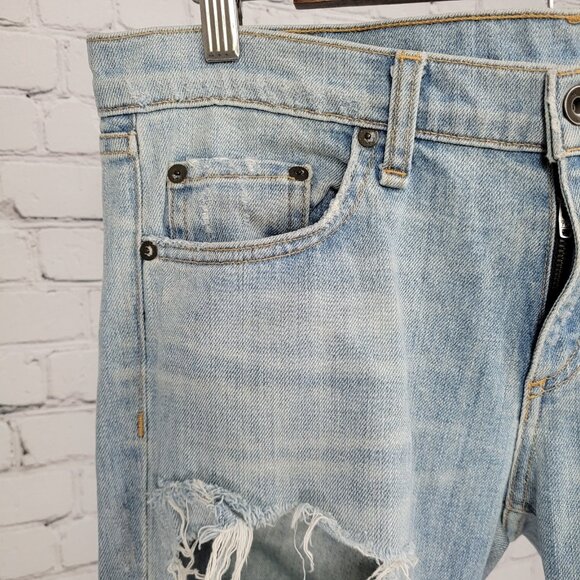Rag & Bone Blue The Dre Distressed Light Wash Mid Rise Jeans USA Size 28 (33x31) - Picture 9 of 16
